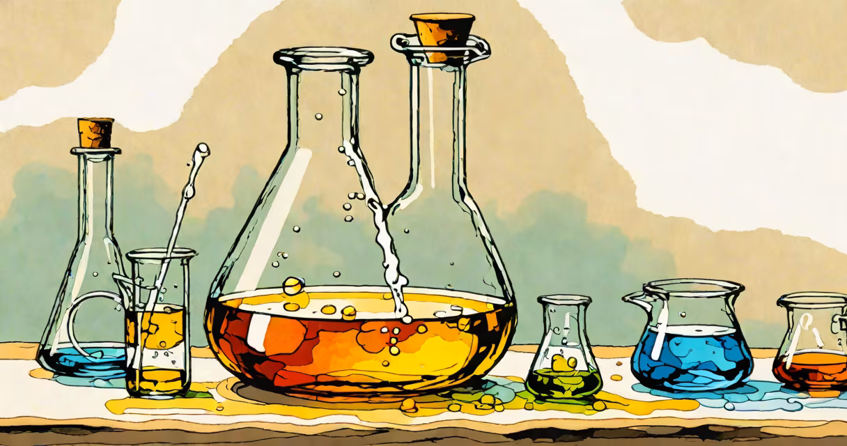Laboratory flask containing clear liquid formaldehyde solution