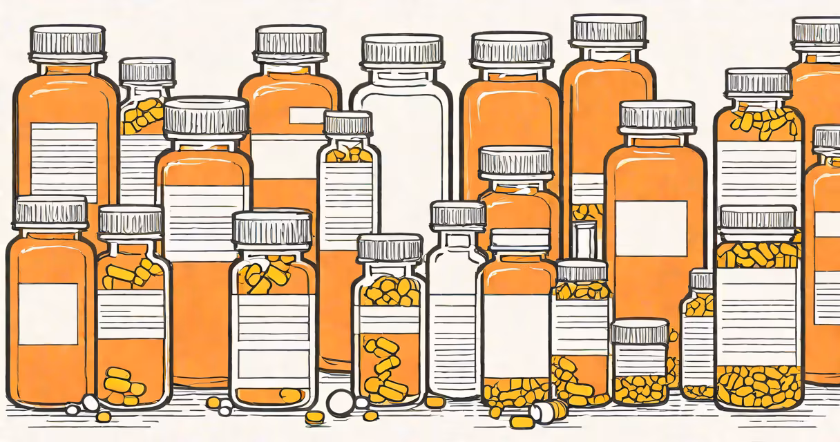 A close-up of medication bottles labeled for ulcerative colitis treatment