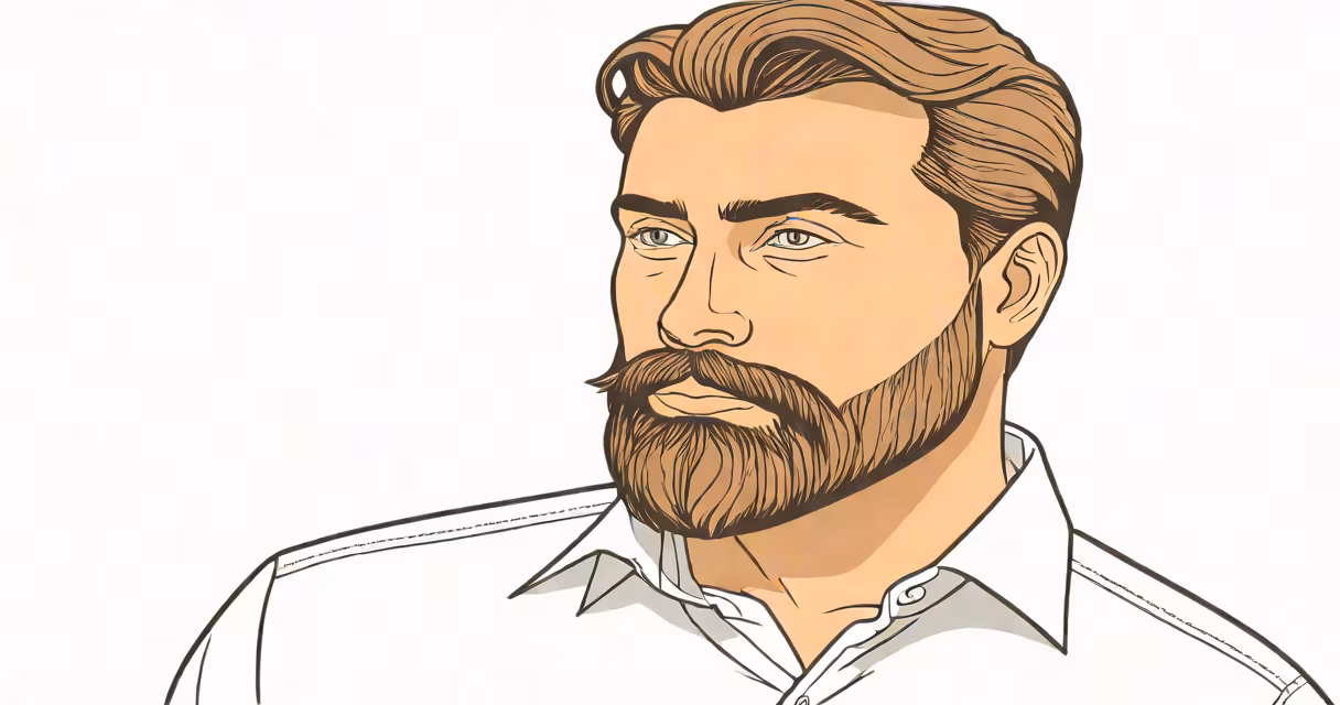 Man with beard in white shirt standing against neutral background