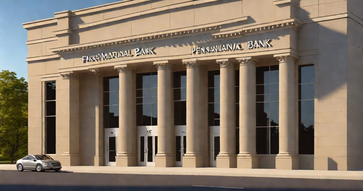 Exterior of a First National Bank branch in Pennsylvania