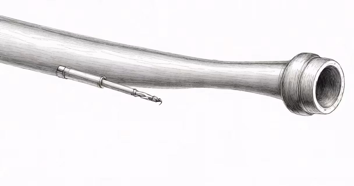 Metal sounding rod against a white background