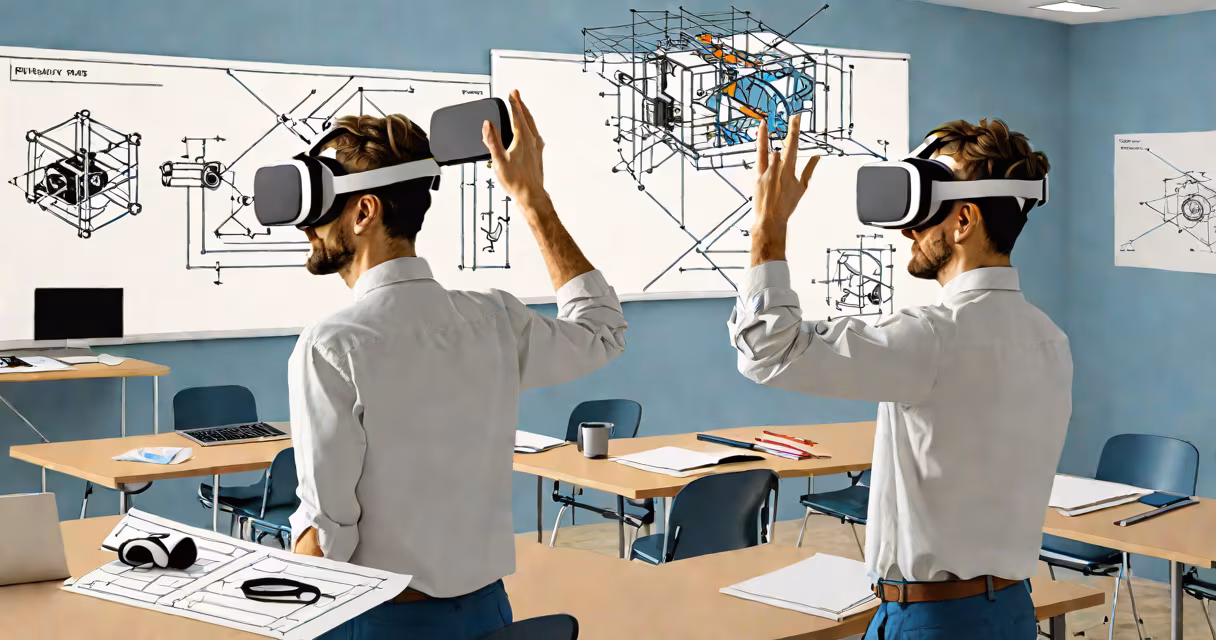 Student wearing VR headset in a classroom setting