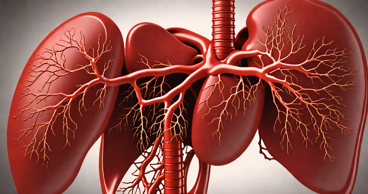 Diagram of the human liver highlighting its lobes and major blood vessels