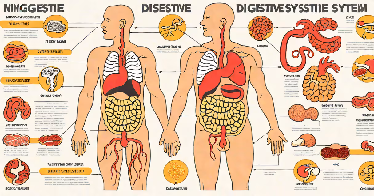 Diagram of the human digestive system with labeled organs