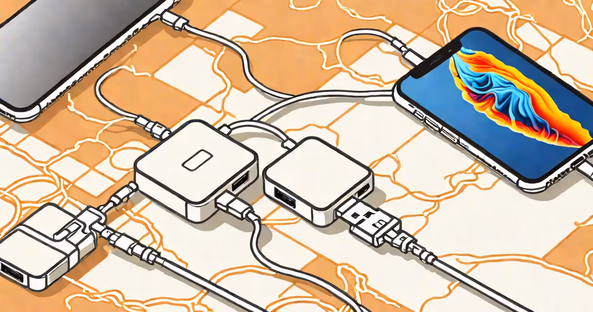 iPhone 13 connected to a USB-C charger with a Lightning port adapter