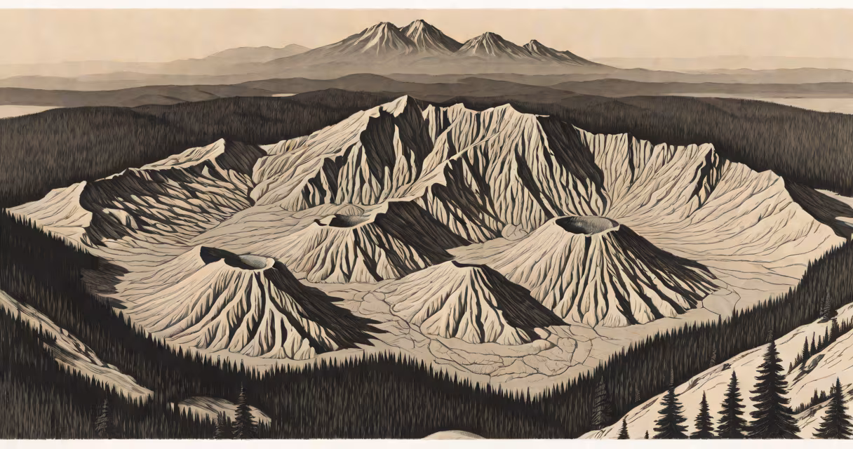 Aerial view of Mount St. Helens crater and surrounding forest