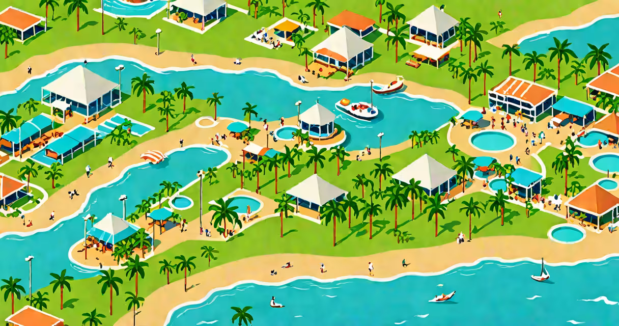 Aerial view of Cairns Esplanade Lagoon and surrounding attractions