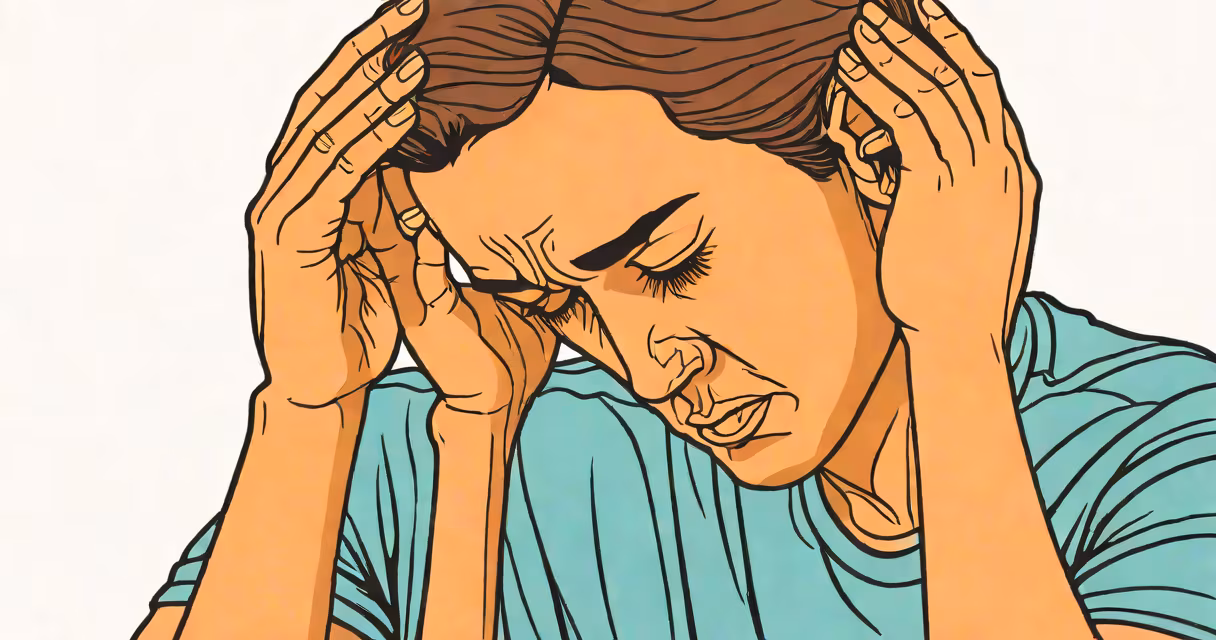 Person holding their head in discomfort
