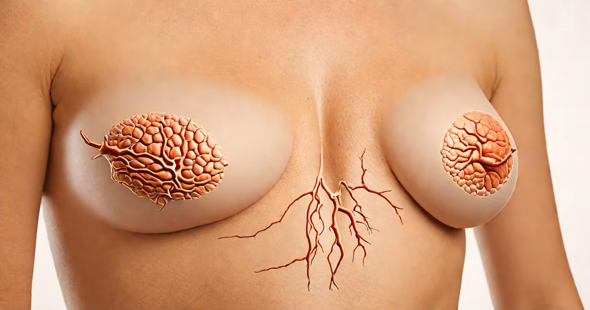 Illustration of breast anatomy highlighting common areas of discomfort