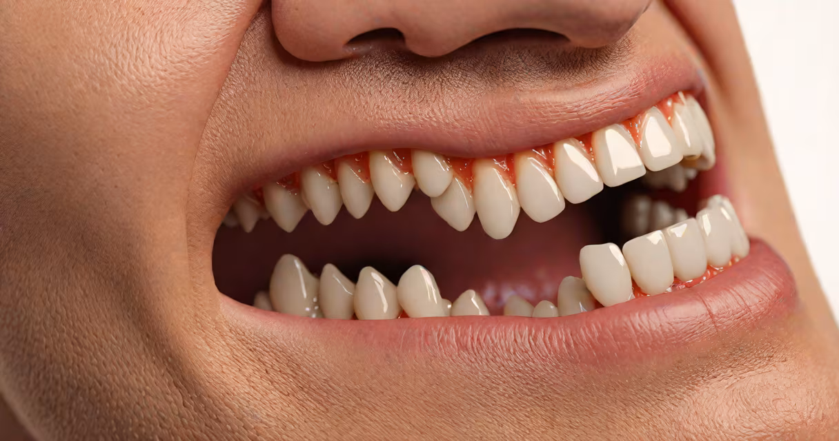 Close-up of a person holding their jaw due to pain