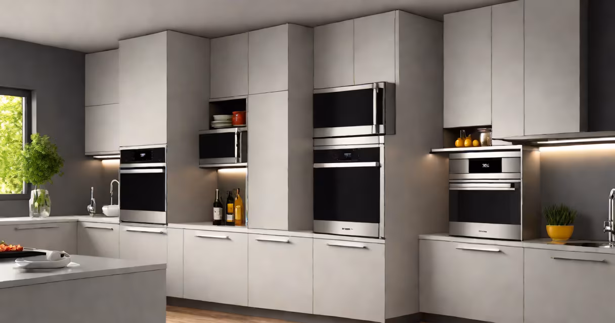 Stainless steel 24 inch wall oven microwave combo installed in a modern kitchen