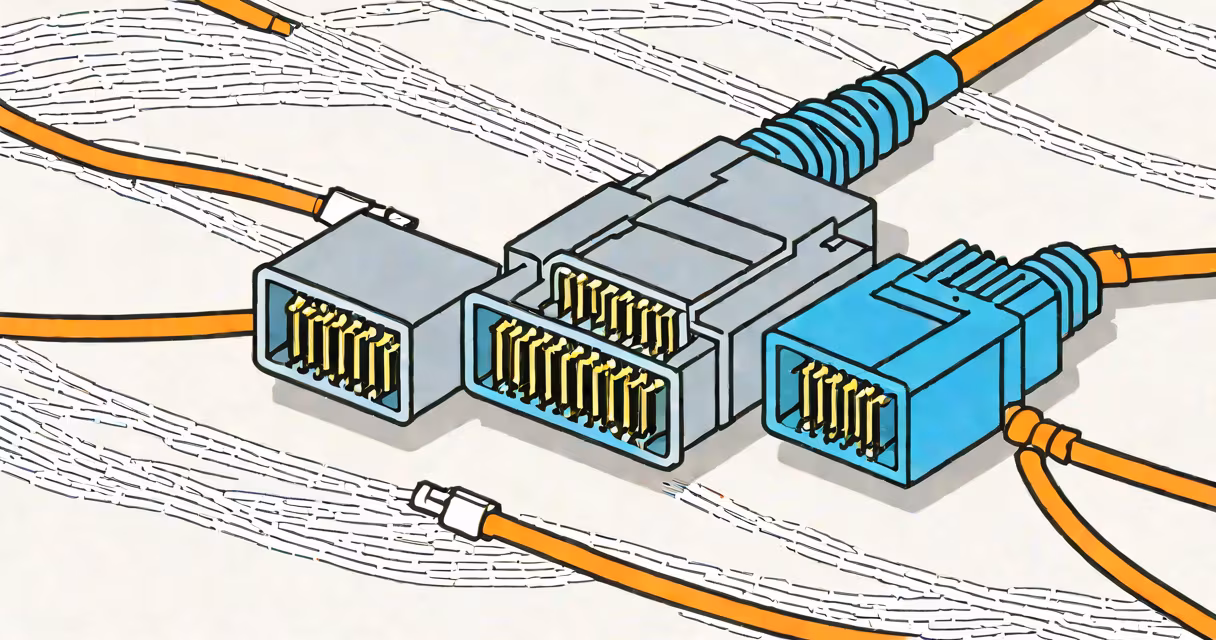 Close-up of a cat 5e RJ45 connector with labeled pins