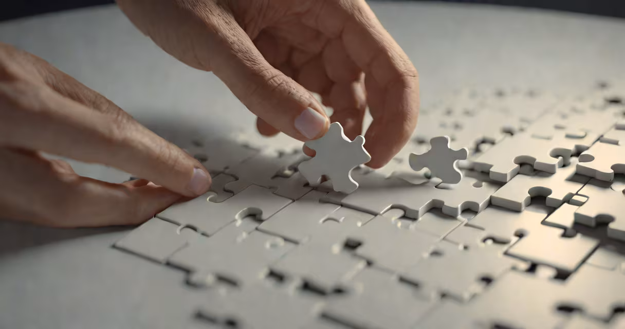 Person solving a puzzle with focused expression