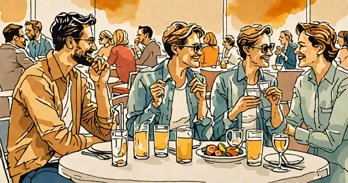 Two people engaged in lively conversation at a social gathering