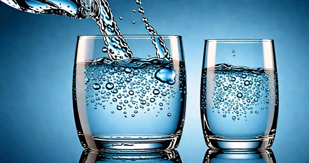 A glass of hydrogen water with bubbles visible