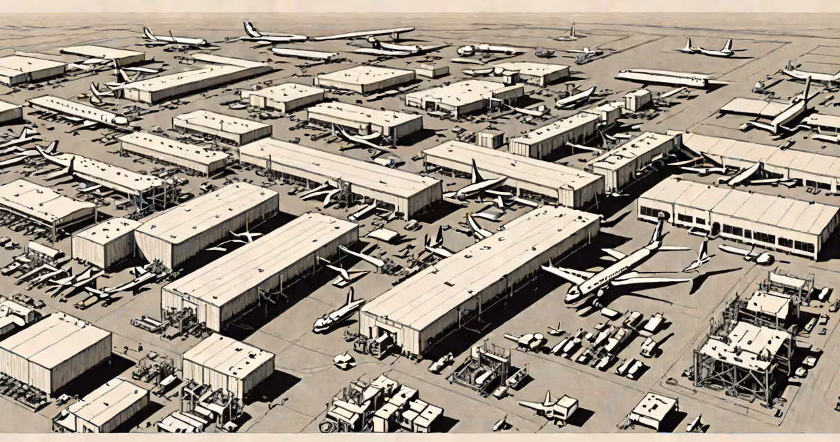 Aerial view of Boeing aircraft assembly plant