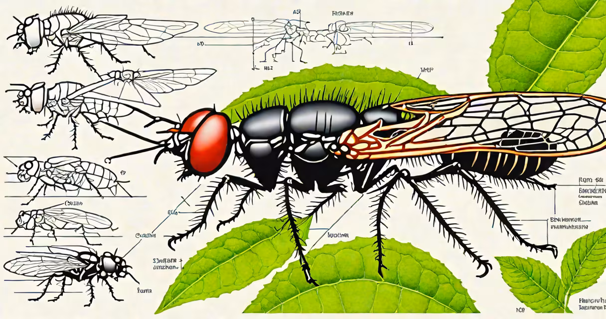 Close-up of a New World screwworm fly on a leaf