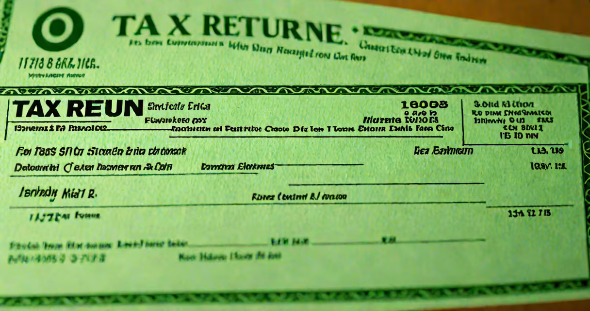Close-up of a tax return check with IRS watermark