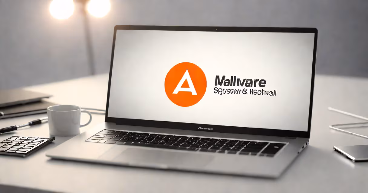 Laptop screen displaying anti-spyware scan results