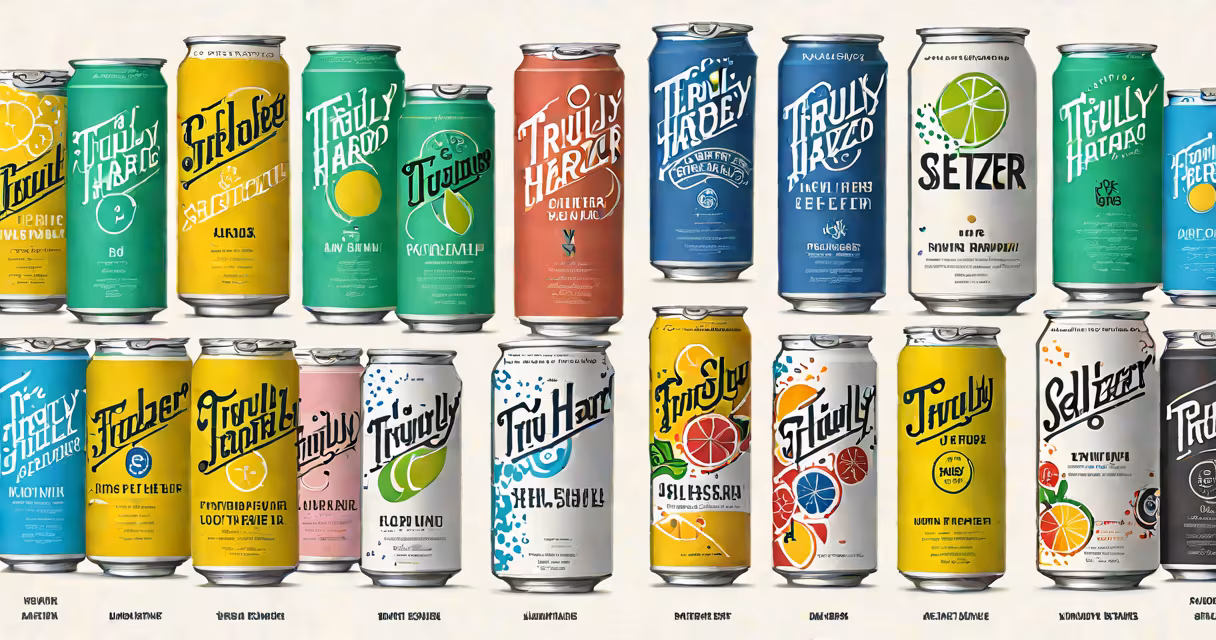 A lineup of Truly Hard Seltzer cans showing different flavors