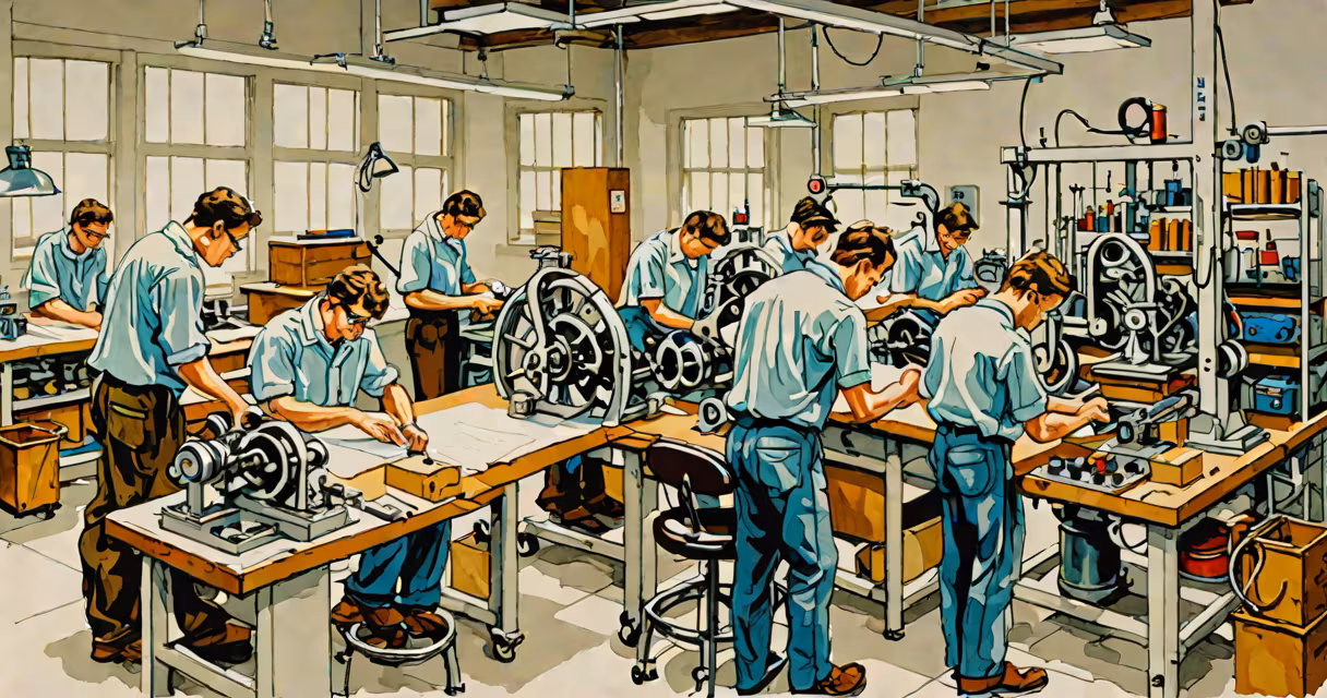 Students working on a mechanical engineering project in a lab at Wentworth Institute of Technology
