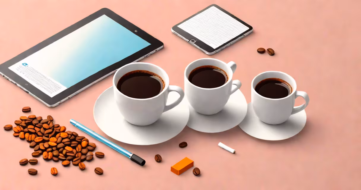 A cup of black coffee beside a tablet of ibuprofen