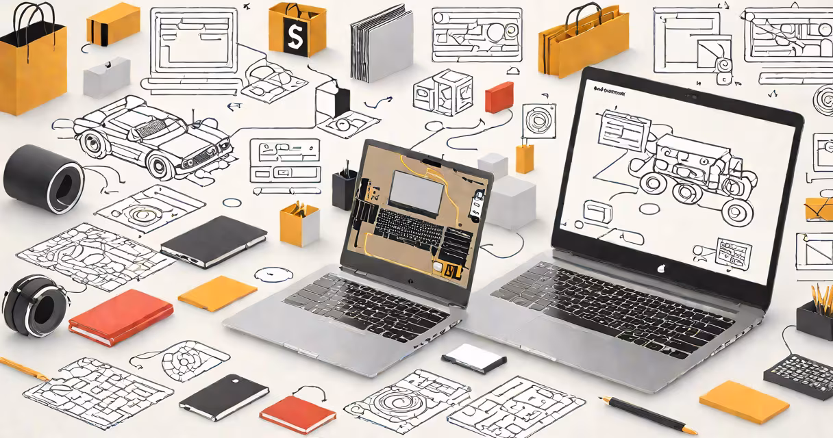 Laptop displaying a custom Shopify theme under development