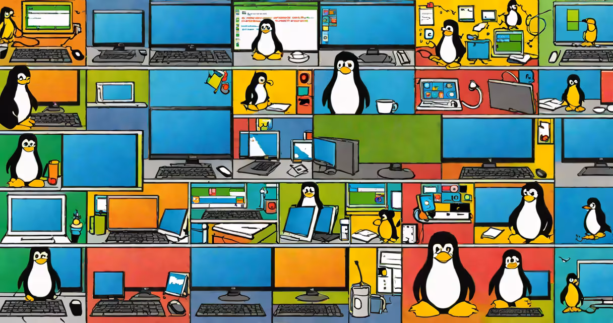 Side-by-side desktop screenshots of Linux and Windows