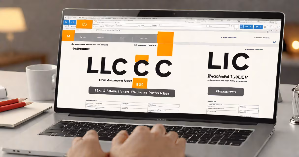 Laptop displaying an online LLC filing platform with a highlighted extension request button