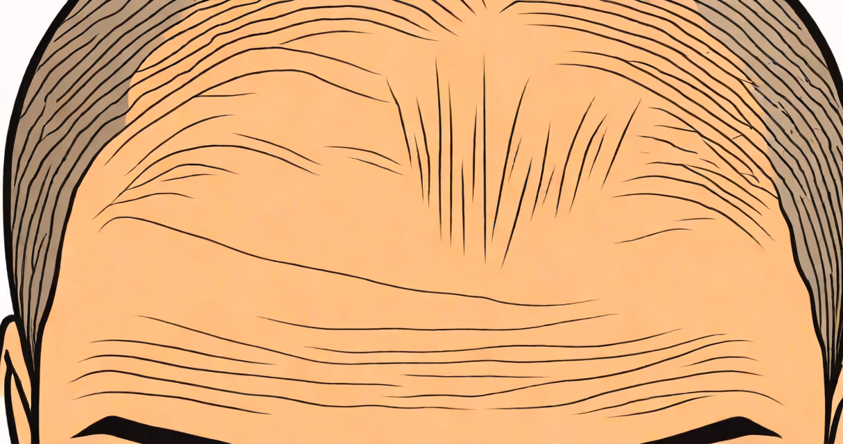 Close-up of a mans scalp showing thinning hair patterns