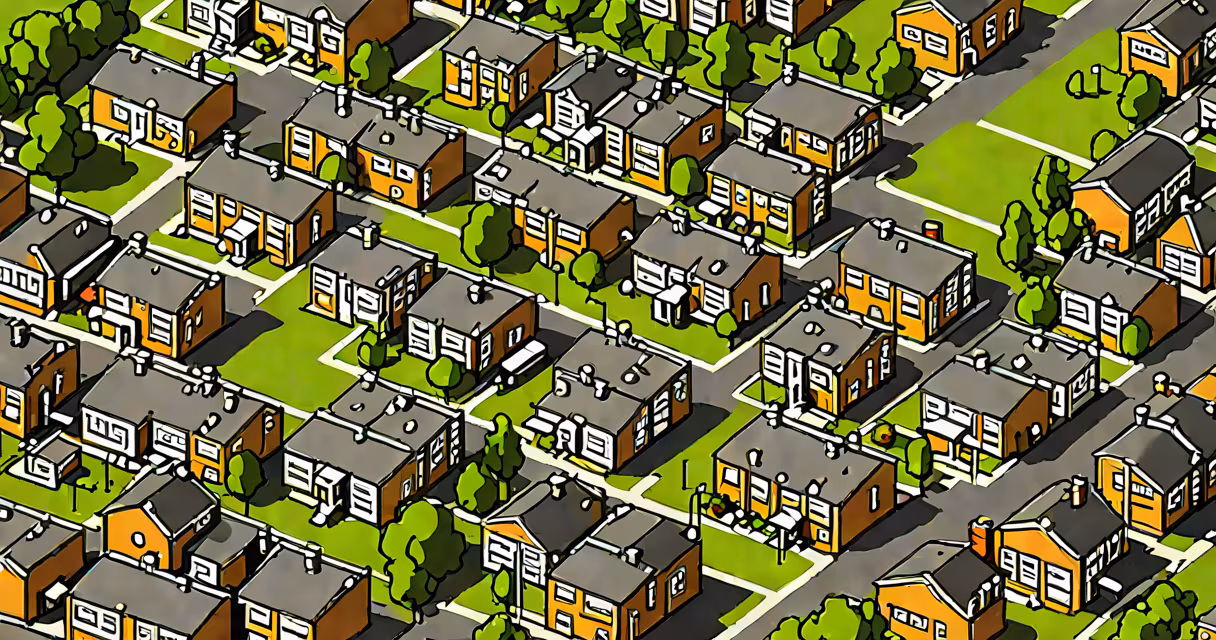 Aerial view of a residential area managed by L and Q Housing Association