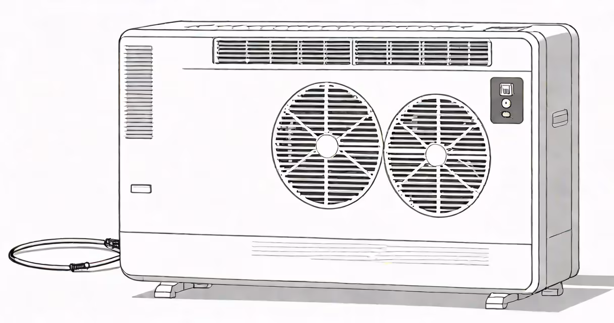 A sleek, thin portable air conditioner against a white background