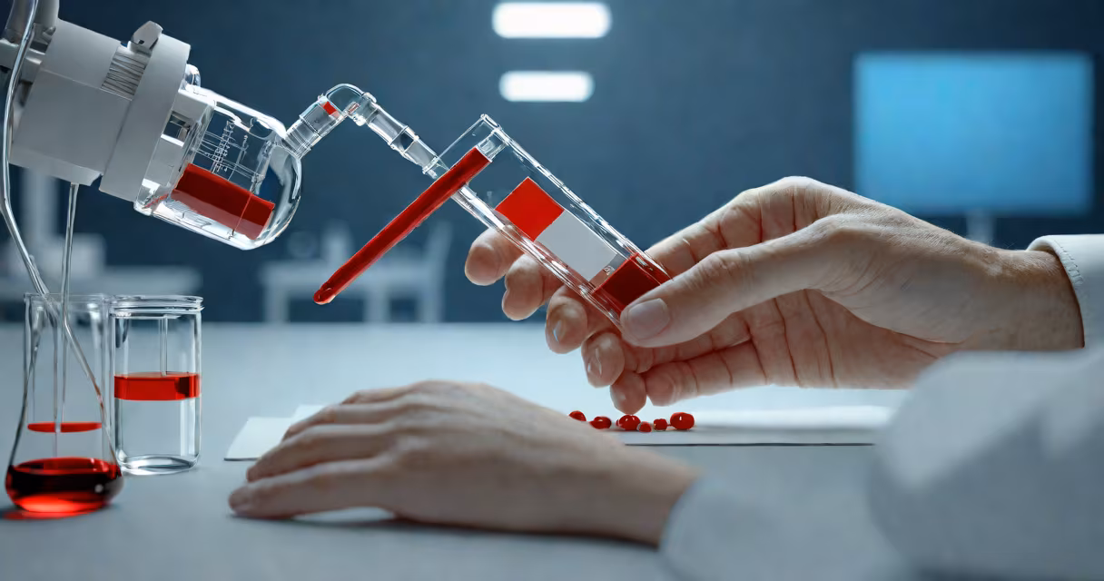 Lab technician analyzing blood sample results