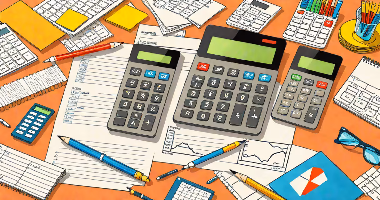 Calculator and financial documents on a desk