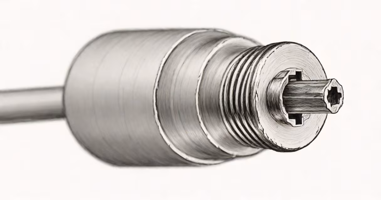 Close-up of a round, two-pronged Italian plug against a white background