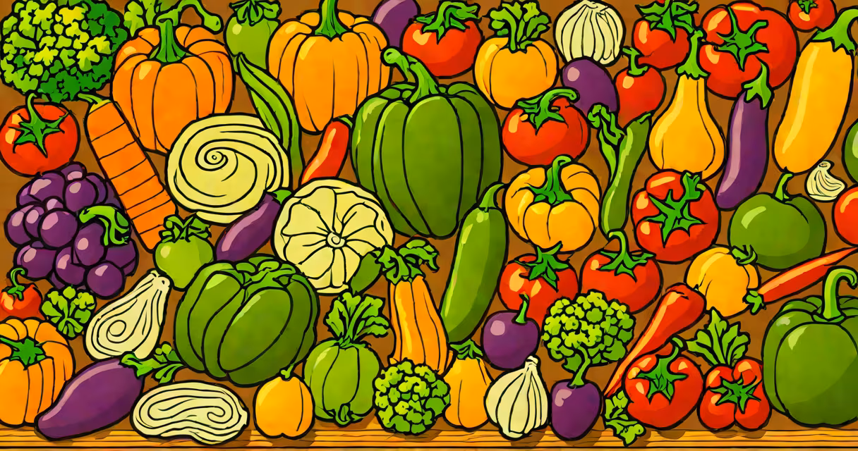 Colorful assortment of fresh vegetables on a wooden cutting board