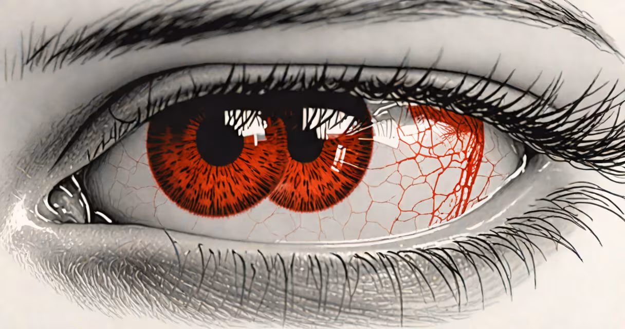 Close-up of red, watery eyes due to allergies