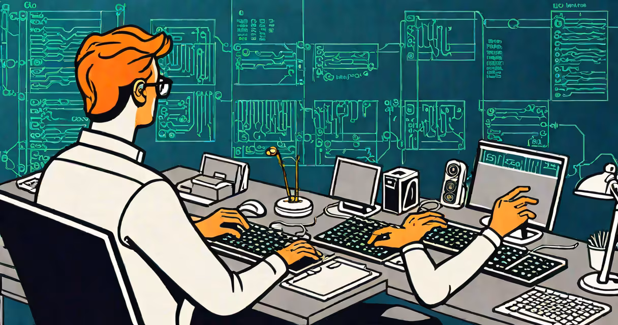 A developer typing code on a computer screen displaying lines of code