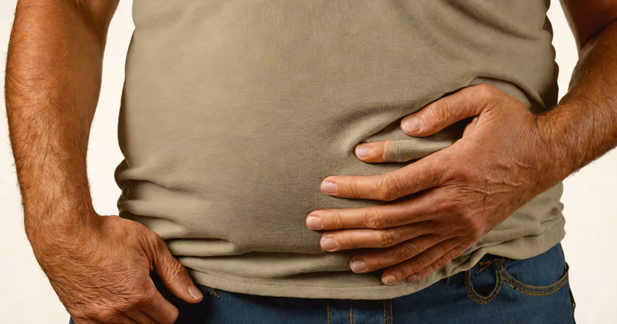Person holding their stomach in discomfort