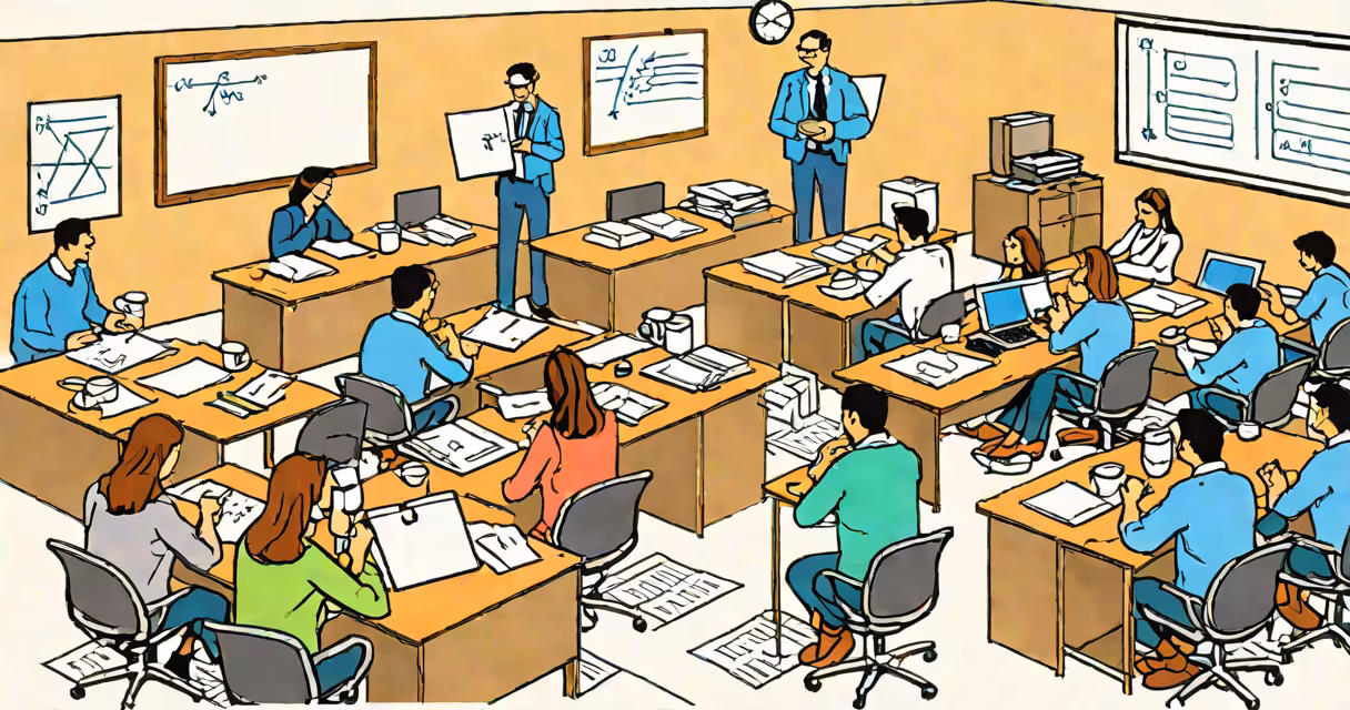 A certified ESL teacher instructing a classroom of adult learners