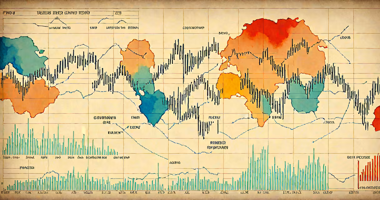 Stock market chart with upward trend and highlighted top performers