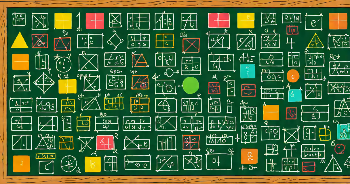 A chalkboard with various fraction equations written on it