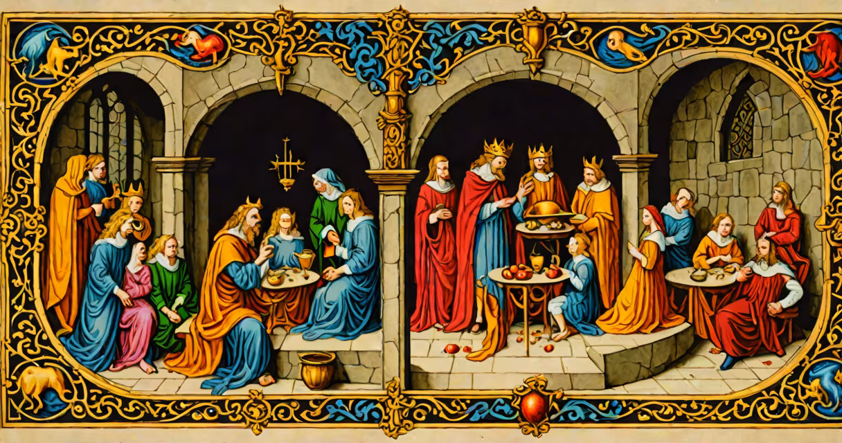Medieval manuscript illustration depicting the seven deadly sins