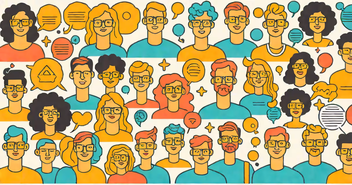 Colorful illustration of gender-neutral pronouns with icons