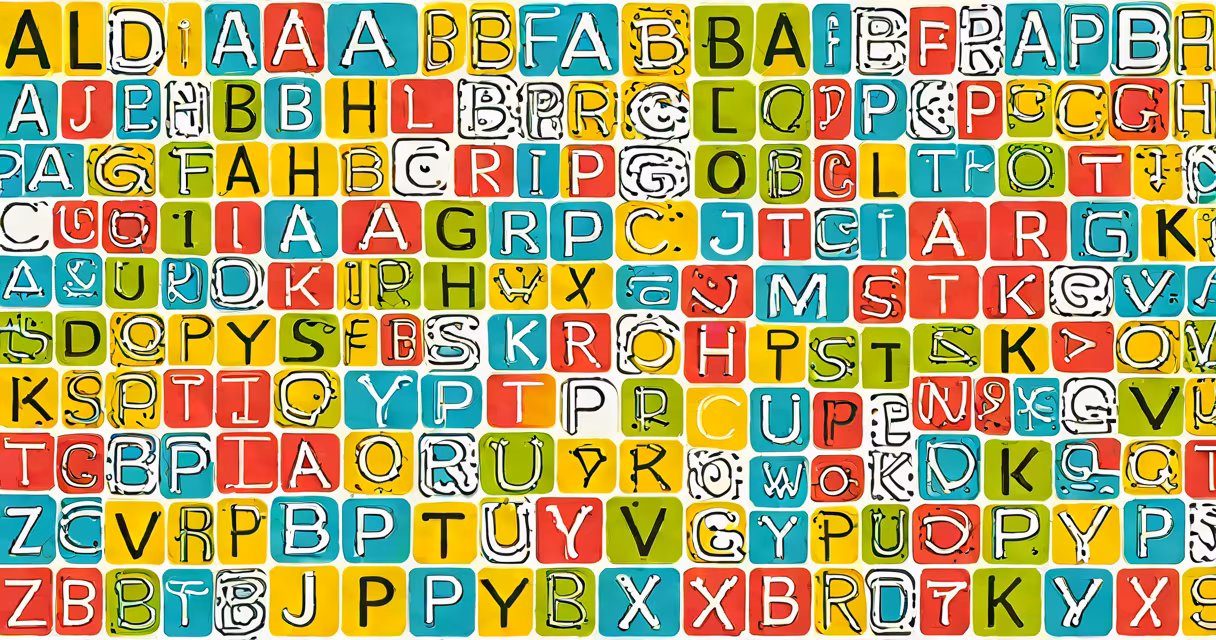 A colorful English alphabet chart with each letter paired with an image