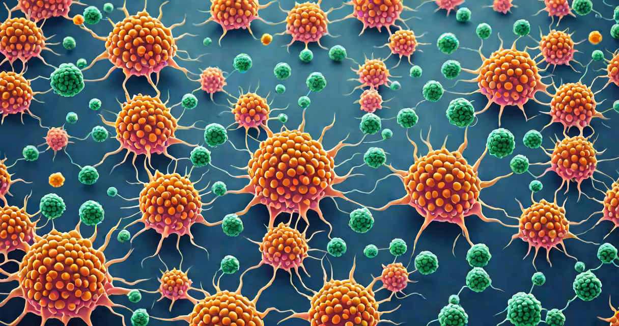 Microscopic image of cancer cells dividing rapidly