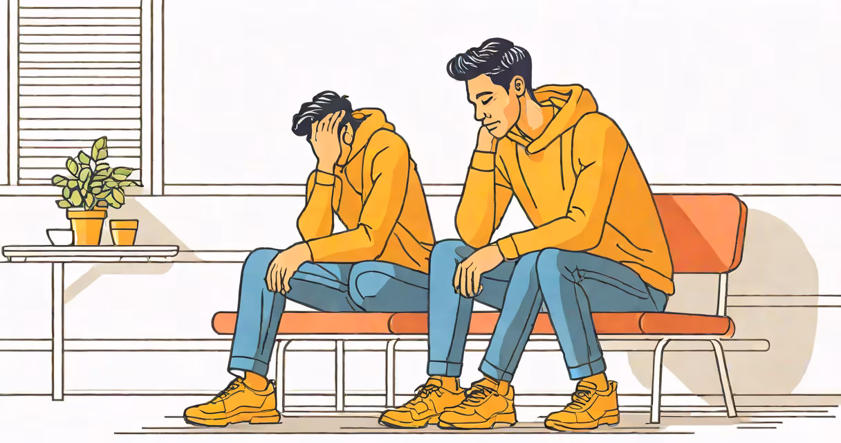 A person sitting alone, looking thoughtful