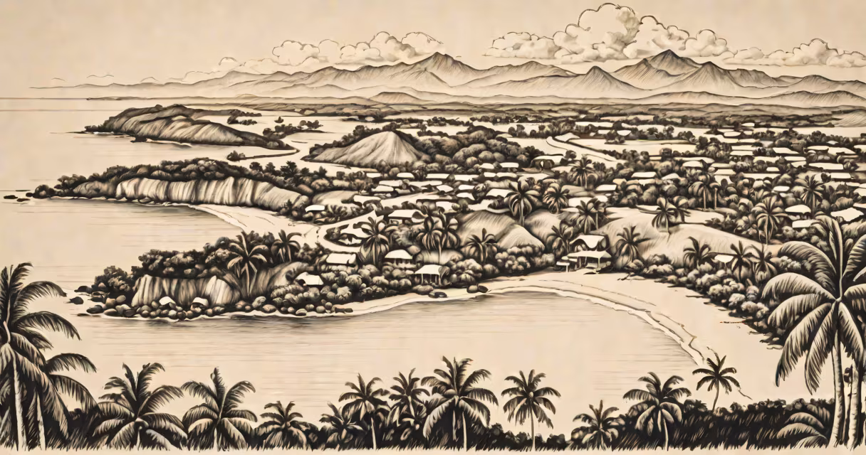 Aerial view of Jamaicas lush landscapes and coastline