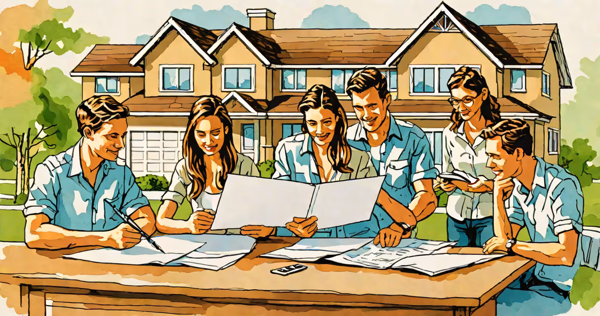 A young couple reviewing paperwork with a real estate agent