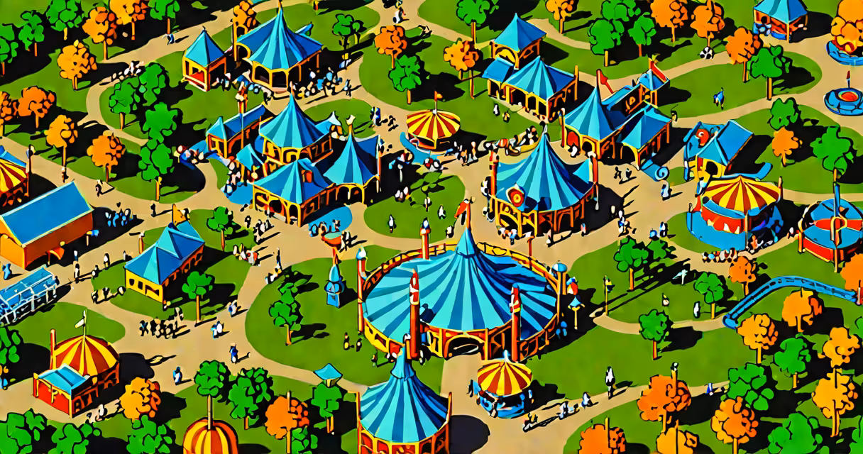 Aerial view of Busch Gardens Halloween event with decorated rides and crowds